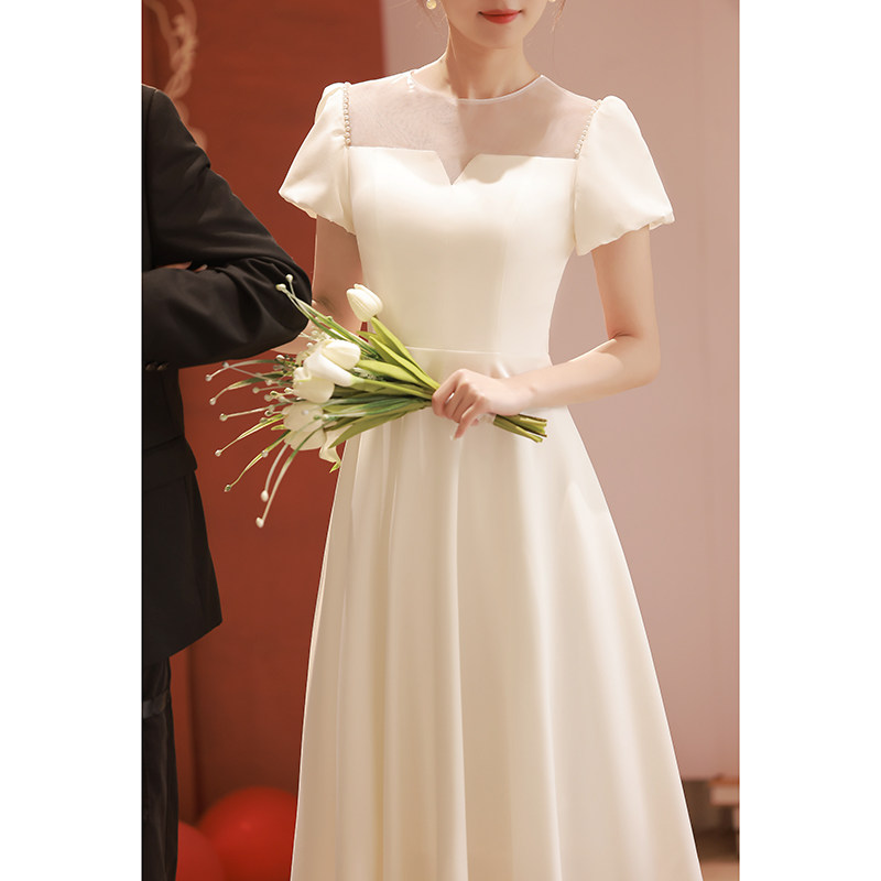 白色小平时可穿夏季订婚生日晚礼服 菲麦司礼服/晚装