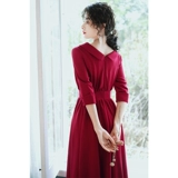 Бордовое вечернее платье, весенний длинный лонгслив, современная юбка, по фигуре