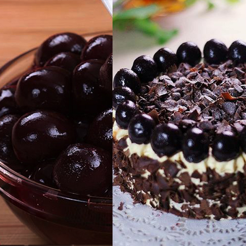 百利无枝黑樱桃罐头烘焙西点黑森林蛋糕甜品装饰大果黑车厘子850g - 图2