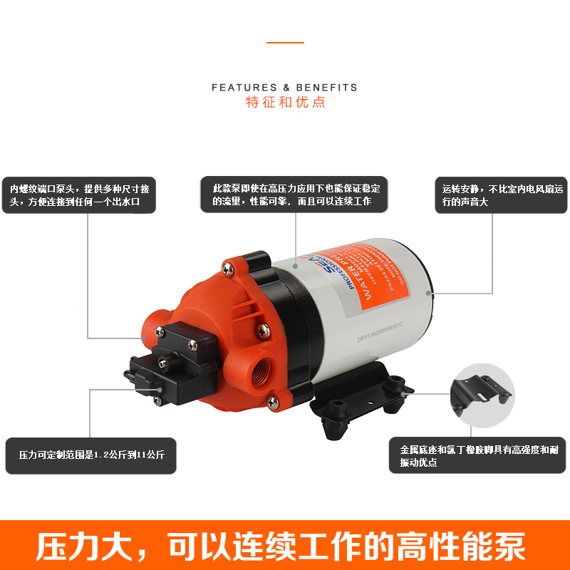 seaflo31系列隔膜泵直流高压清洗泵12V24V隔膜泵洗车泵自吸泵 - 图3