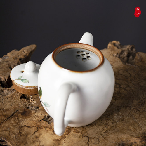景德镇纯手工手绘汝窑中式粉彩仿古花鸟茶杯家陶瓷茶具整套装可养 - 图2