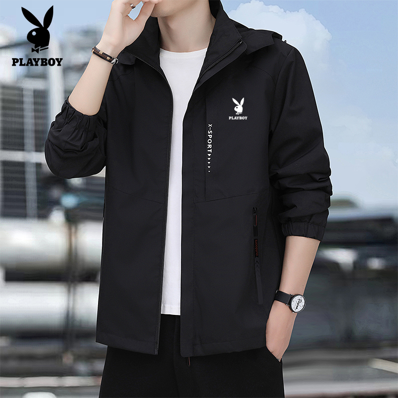 花花公子冲锋衣男春秋季新款防风防水户外休闲运动外套男夹克大码 - 图3
