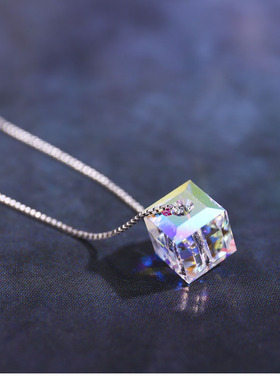 品牌纯银项链颈链套链水滴粉晶