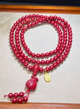 帝王朱砂牡丹缘原创设计本命年红手链女款红色手串多圈项链貔貅象