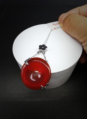 原创设计吊坠牡丹缘925银玛瑙女