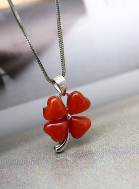 复古吊坠本命年红色女纯银小众