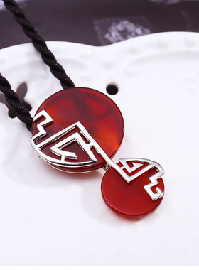 本命年红色项链纯银吊坠复古