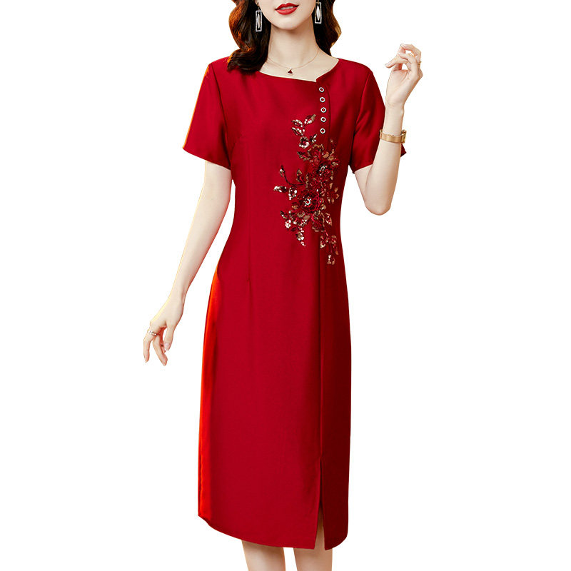 香妮芬高端婚礼结婚妈妈连衣裙女夏季2024新款洋气喜婆婆婚宴礼服