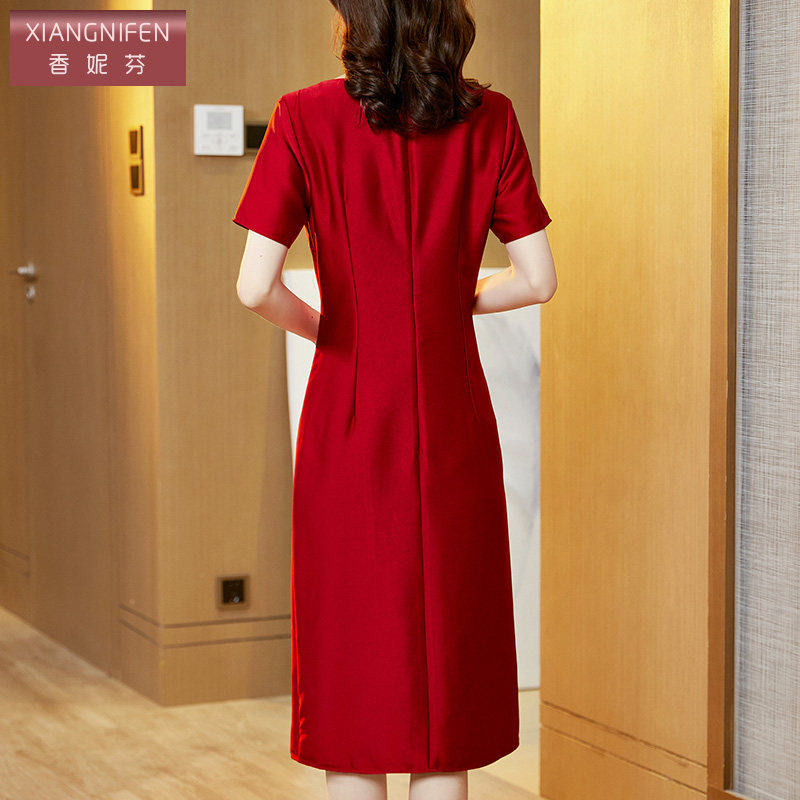 香妮芬高端婚礼结婚妈妈连衣裙女夏季2024新款洋气喜婆婆婚宴礼服