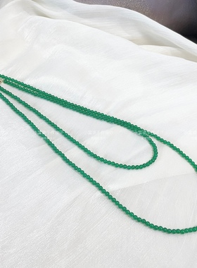 简约轻奢显白绿色新中式复古绿玉髓14k包金项链气质百搭碧玉色
