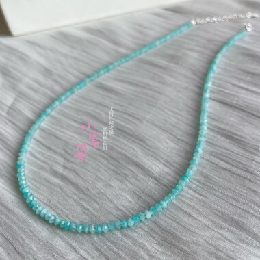 薄荷绿色冰透天河石菱形刻面锁骨链天然石新季百搭女款项链925银