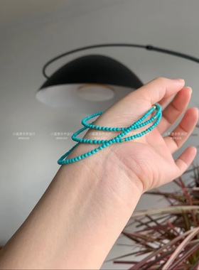 2mm湖北原矿仿绿松石色系小米珠细项链简约小众锁骨链送女友礼物