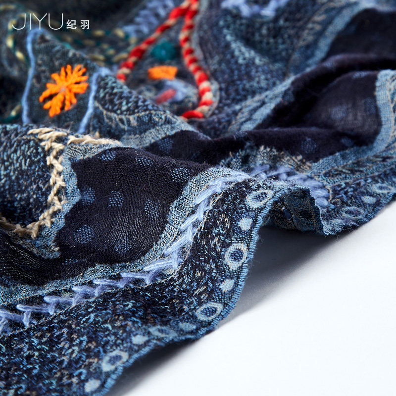 纪羽 秋冬印度手工刺绣水煮羊毛披肩围巾女长款民族风保暖,淘宝优惠券,粉丝福利购,淘宝优惠卷