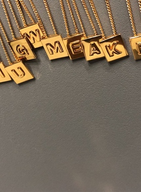 欧美lisa同款方牌方块女ins项链