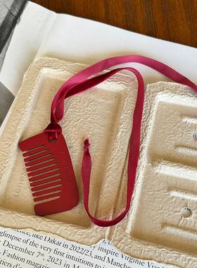 韩代同款安哥拉红色梳子项链