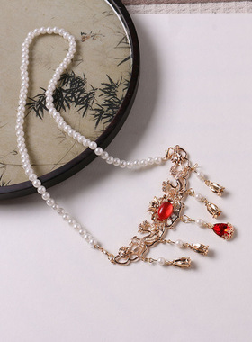 璎珞背云流苏汉服项链新中式马面裙配饰品明制古风汉服珍珠配饰女