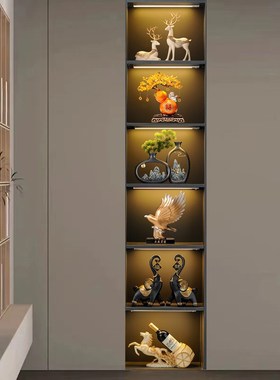 精选新中式办公室l摆件轻奢高档博古架高端大气茶室客厅酒柜装饰