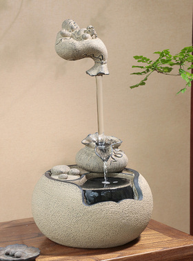 精选新中式悬壶流水m摆件家居禅意空间茶室书房办公室桌面X创意循