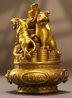 新年铜三合摆件生肖猴鼠龙虎马狗蛇鸡F牛羊兔猪三合贵人局申子亥