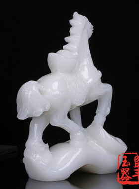 优选马摆a件天然阿富汗白玉马上有钱生肖马客厅玄关办公室装饰开