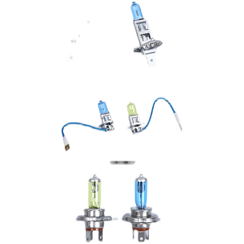 汽车12V24V超亮前大灯超白光疝气灯远近光H1H4H7H3黄金光雾灯灯泡