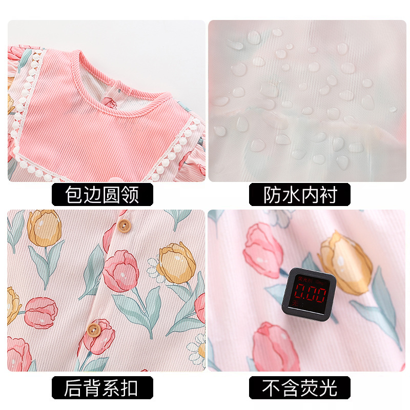 Baby smock, waterproof and anti-dirty, children's autumn and winter baby girl's back-to-back bib for eating, baby apron and rice pocket