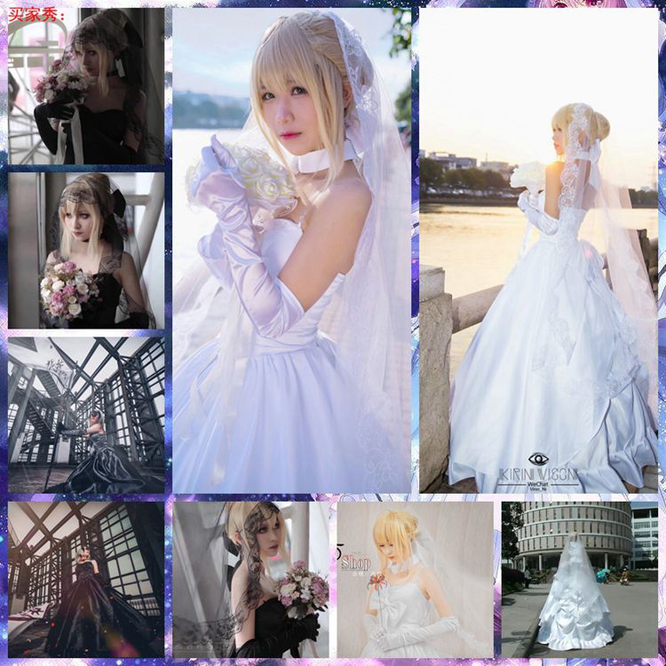 TCOS Fate阿尔托莉雅吾王 saber cos十周年婚纱花嫁cosplay服装-图0