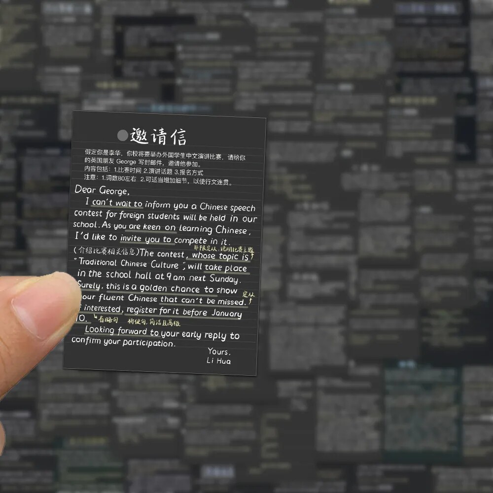 英语作文通用模版贴纸作文素材小卡片学习工具初中高中生复习备用装饰防水贴画粘贴