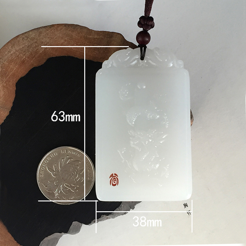 纯天然白玉阿富汗玉龙柱吊坠正品 男女款项链挂件车挂龙生肖包邮 - 图3
