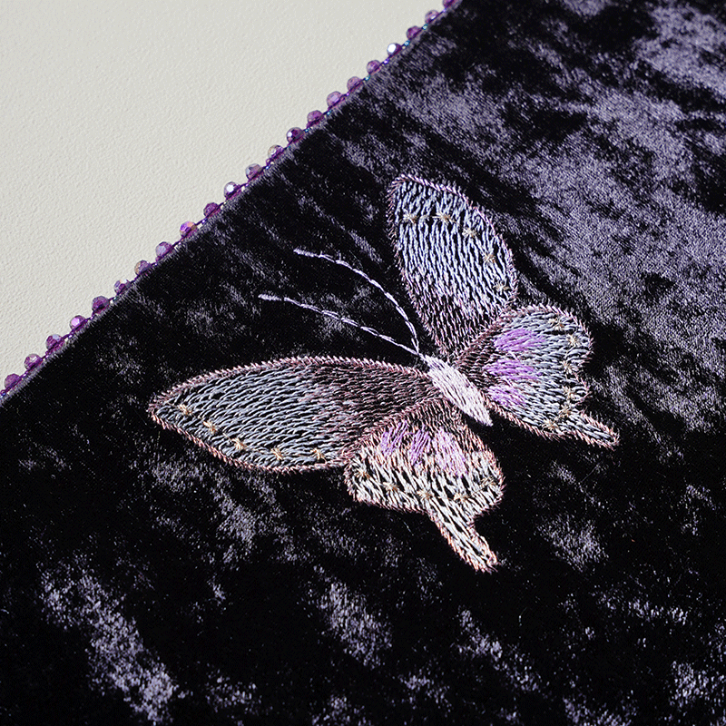 磐皿｜景德镇·熹语蝶影星霜大号黑底丝绒蝴蝶干泡茶席中式茶桌垫,淘宝优惠券,粉丝福利购,淘宝优惠卷