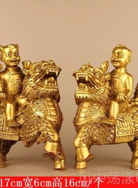 正品采产品铜独角兽饰品，大铜独角兽室踏块纯购一对，卧床头阳台