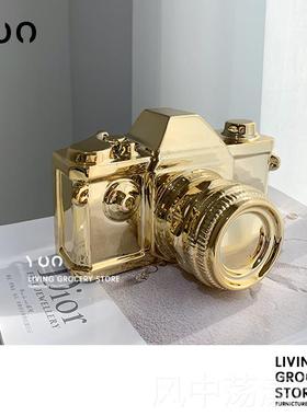 正品摄影道北欧创饰意装饰电镀陶居瓷艺术装品家客厅餐厅相具机摆