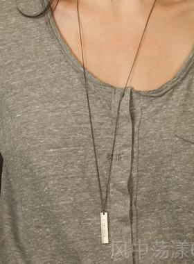 正品长方牌项链 定刻字长侣吊牌男T恤外搭制纯银项链款女毛衣链情