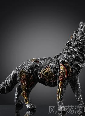 正品狼摆件工业复古客办厅书房公室装饰品工风艺品厅酒吧艺术品摆