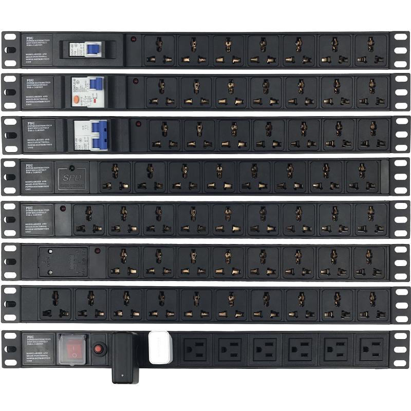 电管佳PDU机柜电源5位10A16A独立开关控制插排插座英式接线拖线板