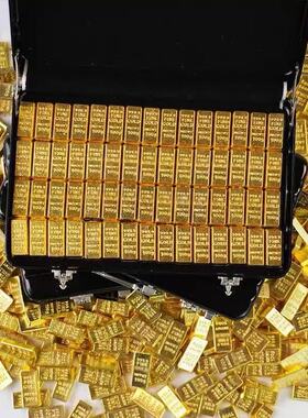 仿真铝合金仿金小金条手提箱摆件