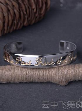 正品UN桥DERC盾OVER 银手镯 高纹身G图腾锯齿腕饰 IZ情侣纯银手饰