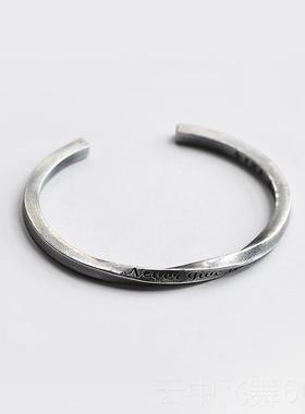 正品莫比乌斯环定制纯一银手镯男女银口情侣银做镯对刻字手开镯旧