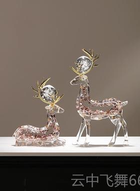 正品意家招财鹿摆件一创对轻奢居高玄关客厅酒柜电视柜办档公室装