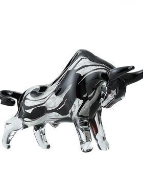 现代简约创意玻璃牛摆件