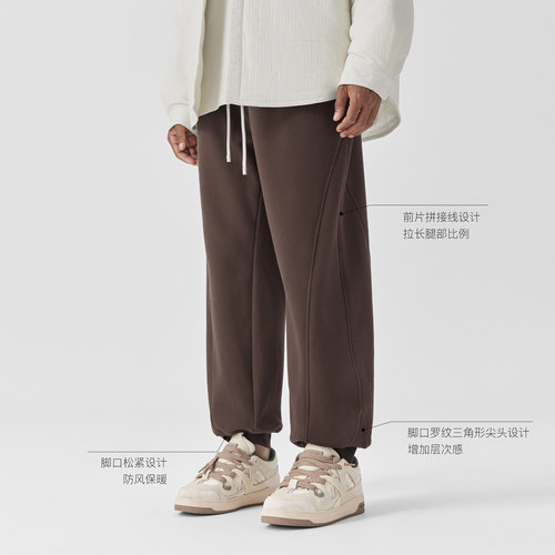 BODYDREAM冬季重磅加绒卫裤男士运动裤宽松大码束脚裤针织休闲裤 - 图2