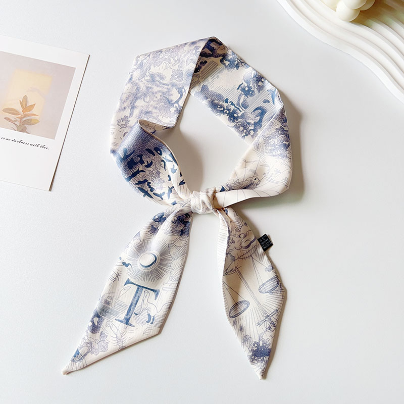 丝巾小长条字母发带女气质韩版装饰领巾绑包手柄缠包细窄飘带丝带 - 图2