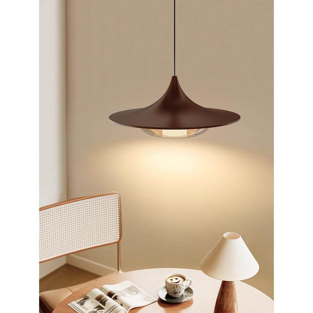中古风飞碟餐厅吊灯胡桃木色法式复古全光谱护眼餐桌吧台吊线灯,淘宝优惠券,粉丝福利购,淘宝优惠卷