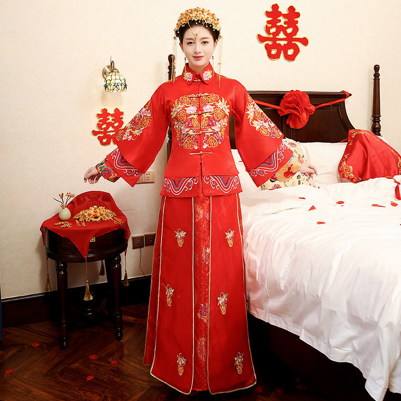 2020新款加大码秀禾服新娘敬酒服 摩卡媛旗袍