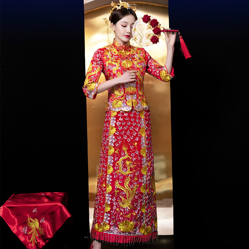 龙凤褂大五福秀禾服新娘2020婚纱 摩卡媛旗袍