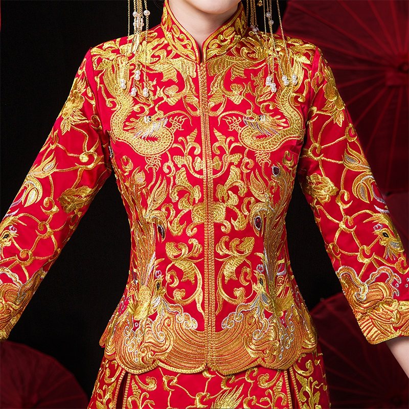 龙凤褂大五福秀禾服新娘2020婚纱 摩卡媛旗袍