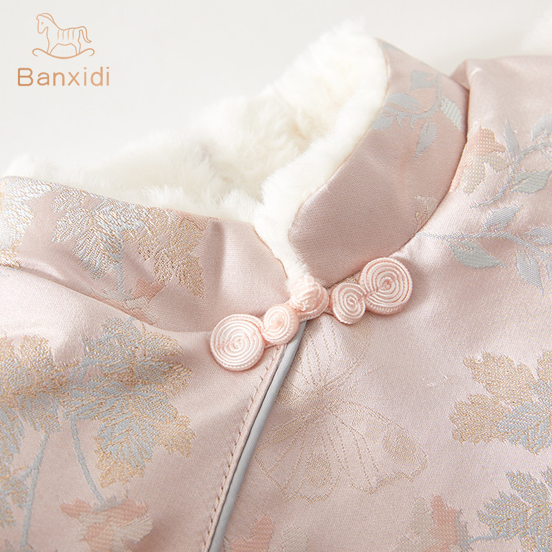 班喜迪女童汉服连衣裙冬装宝宝国风旗袍裙周岁礼服儿童过年拜年服,淘宝优惠券,粉丝福利购,淘宝优惠卷