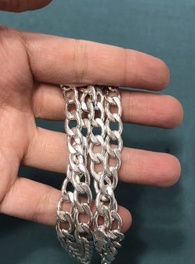 Vintage纯铜银色扁链短款简约时尚商务锁骨链项链 保存品