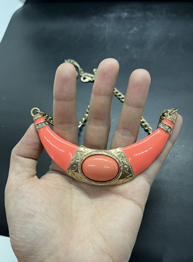 澄粉色民族风复古项链 轻奢 合金项链