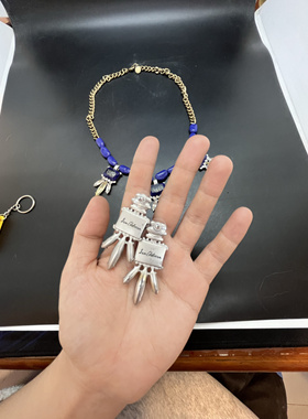 Sh设计师Sam eledman品牌蓝色亮片花卉耳环胸针一套打标